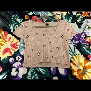Pink with flowers crop top